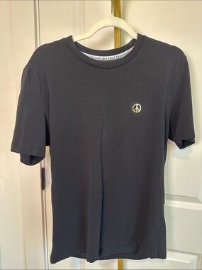 Love Moschino Black Short Sleeve Crew T-Shirt with Peace Logo